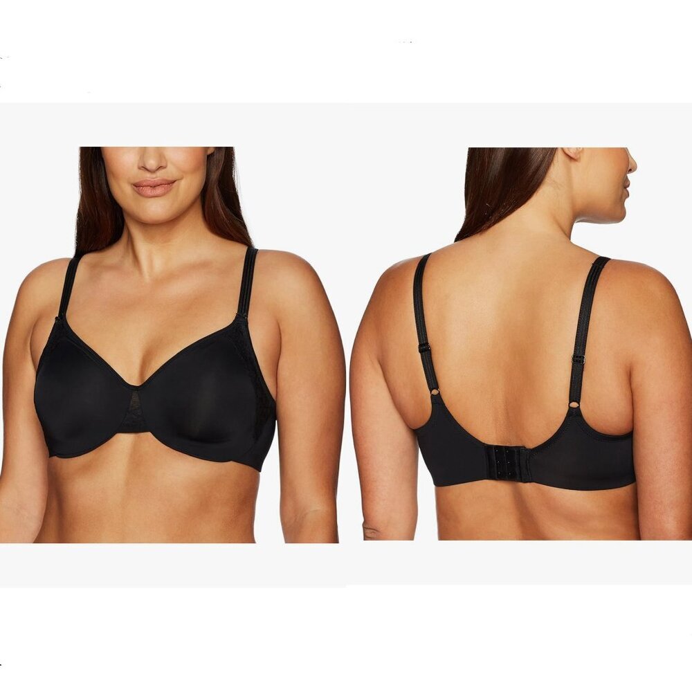 38DD- NWT Warner's Olga Cloud 9 Minimizer Underwire‎ Plus-Size Bra in Rich Black